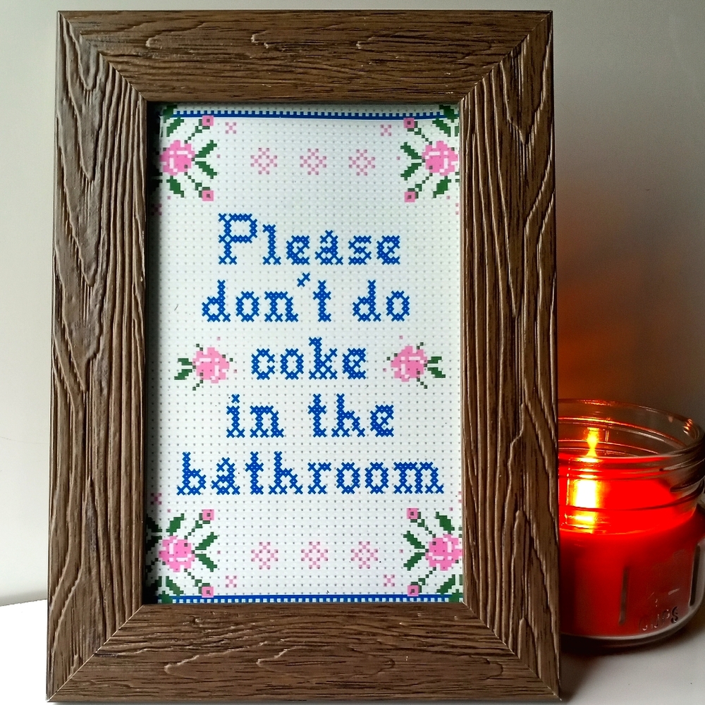 Don't do c@ke funny Bathroom Restroom washroom Faux Framed Art Print Funny Photo - Picture 5 of 7